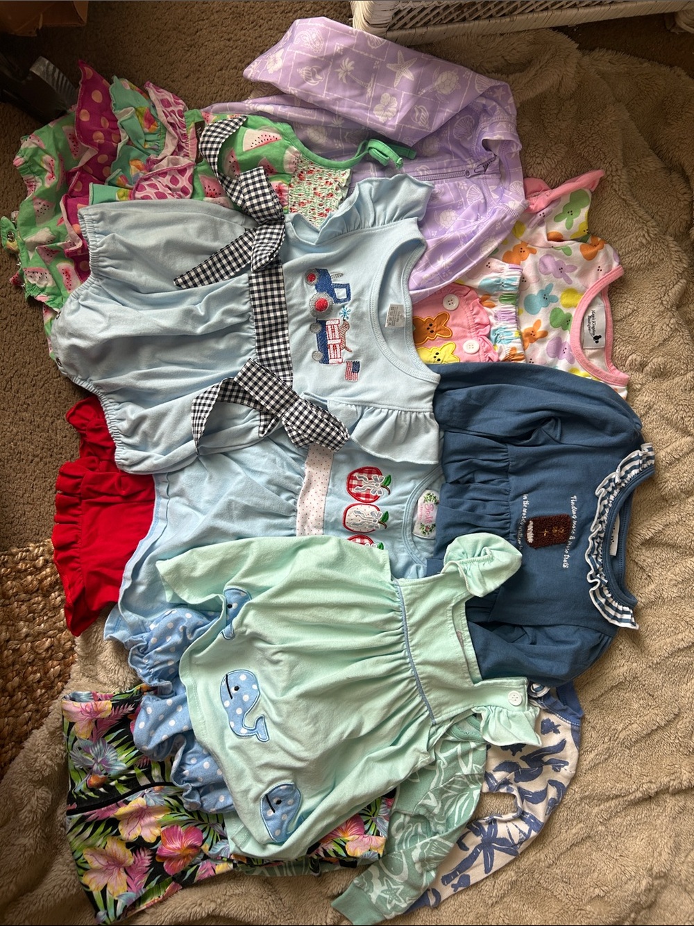 Baby girls Mixed Lot of Cute Dresses and Onesies -Pajamas and Matching sets